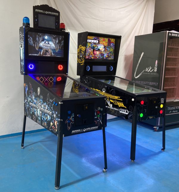 Modern digital pinball machine with customizable design for entertainment venues