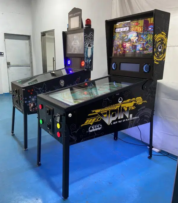 Modern digital pinball machine with customizable design for entertainment venues