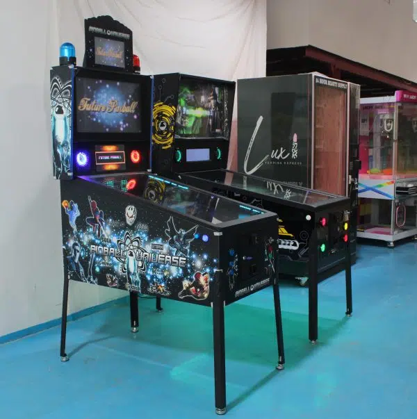 Modern digital pinball machine with customizable design for entertainment venues