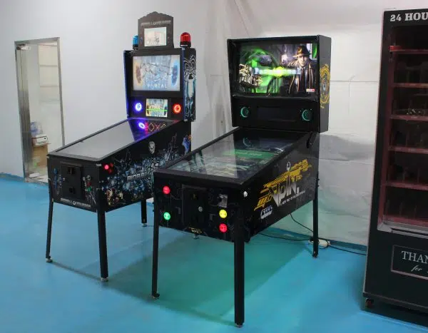 Modern digital pinball machine with customizable design for entertainment venues