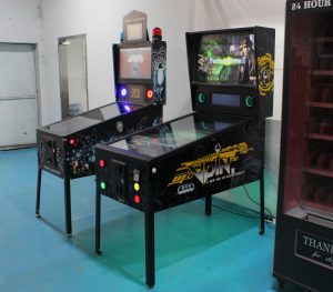 Modern digital pinball machine with customizable design for entertainment venues