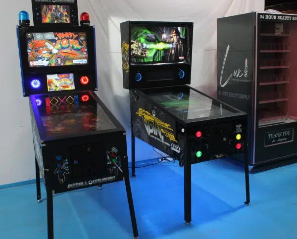 Modern digital pinball machine with customizable design for entertainment venues