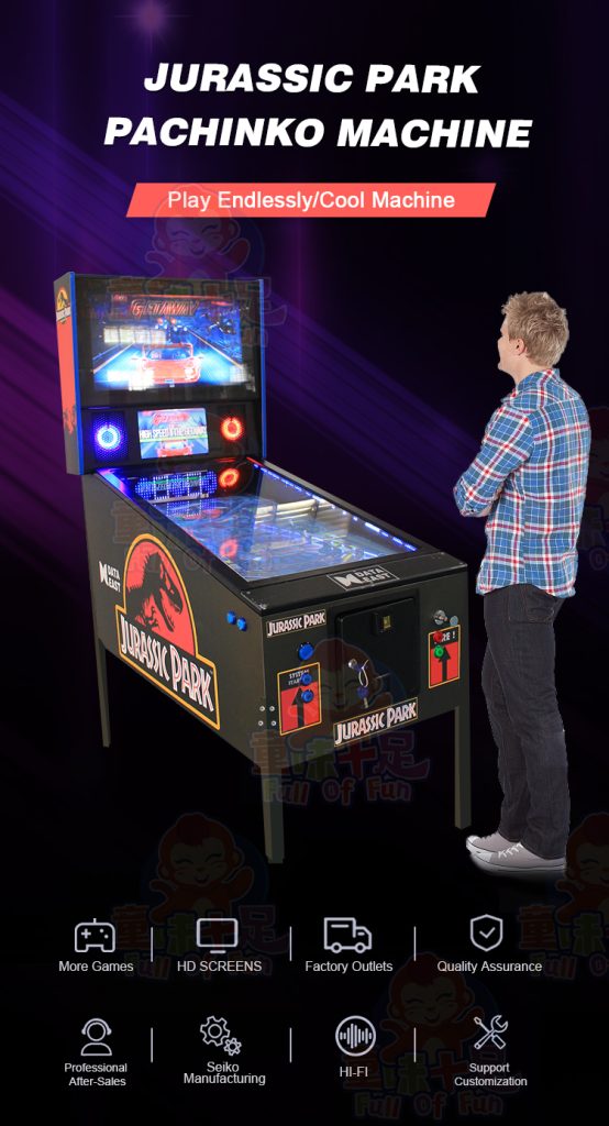 Custom pinball machine with ultra-high-definition LED screens and dynamic RGB lighting, designed for arcade and entertainment venues.