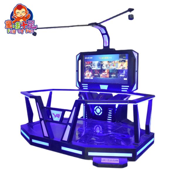 Black Eight-sided VR Arcade Game Machine with HTC Vive Headset, Motion Platform, and Immersive Virtual Reality Experience