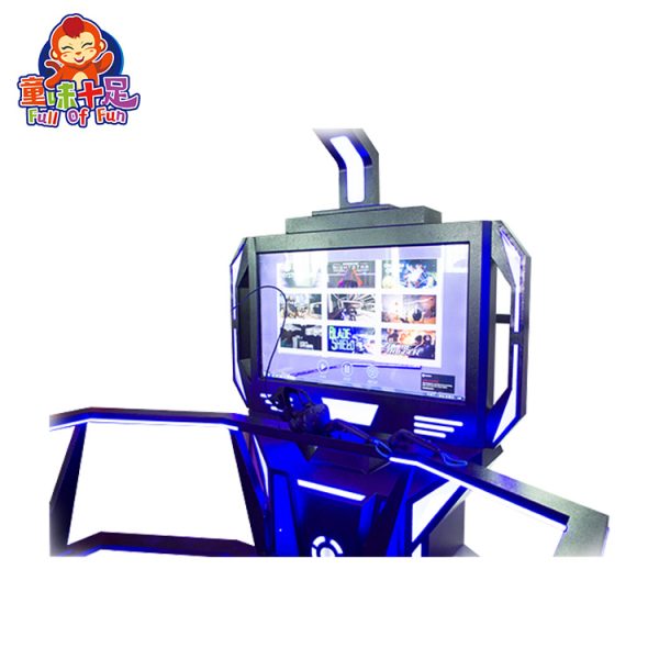 Black Eight-sided VR Arcade Game Machine with HTC Vive Headset, Motion Platform, and Immersive Virtual Reality Experience