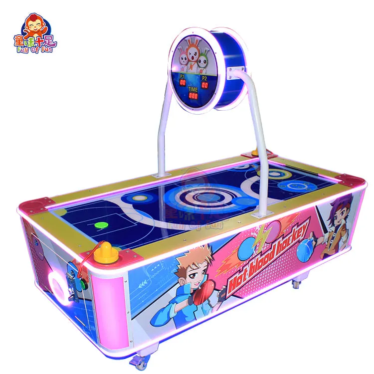Cartoon-Style Coin Operated Air Hockey Table with LED Lights