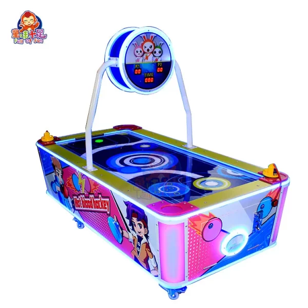 Cartoon-Style Coin Operated Air Hockey Table with LED Lights