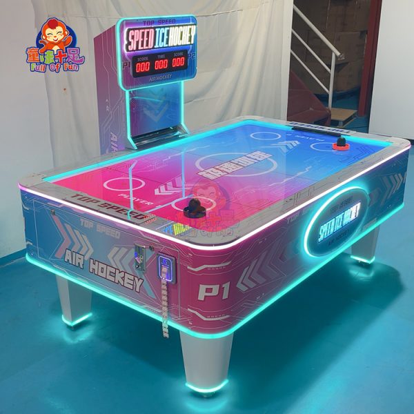 Stylish Pink Coin-Operated Multi-Puck Air Hockey Table with LED Lights