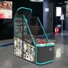 Máquina recreativa de baloncesto con diseño de dibujos animados, equipada con tiras de luces LED azules.