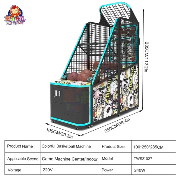 Cartoon Basketball Arcade Game Machine Equipped with Blue LED Light Strips