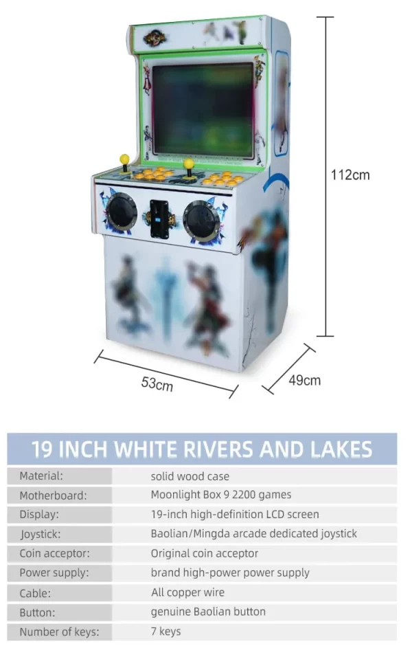 19-Inch White Rivers and Lakes Fighting Arcade Machine