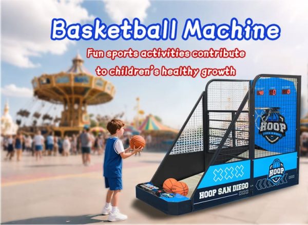 Blue Basketball Machine Arcade Without Base