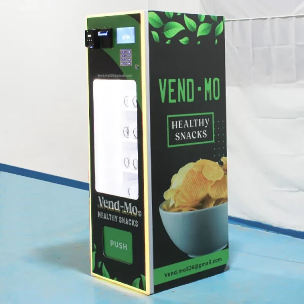Compact custom vending machine for multiple products, easy operation, ideal for malls, offices, hotels, and more