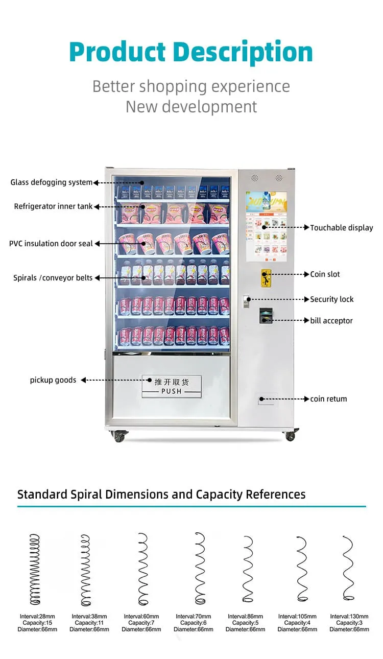 Custom multi-product vending machine for drinks, snacks, cigarettes & cosmetics