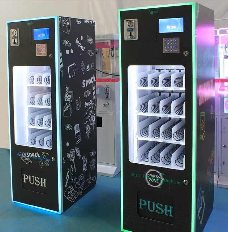 Compact custom vending machine for multiple products, easy operation, ideal for malls, offices, hotels, and more