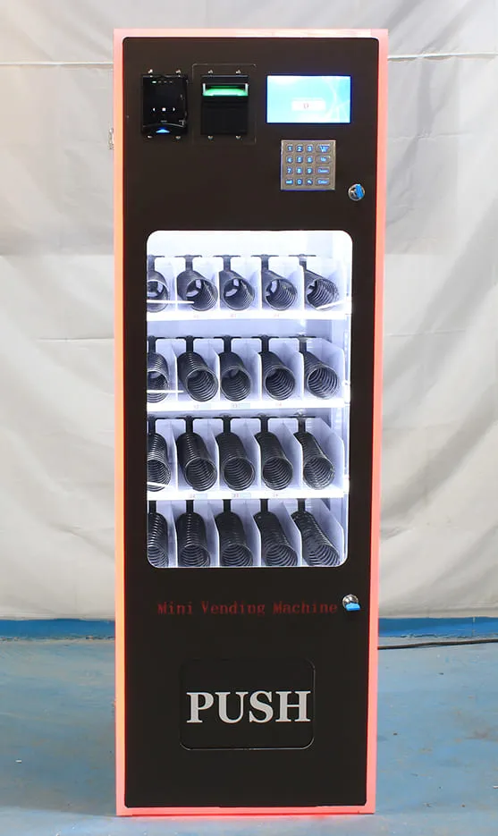 Compact custom vending machine for multiple products, easy operation, ideal for malls, offices, hotels, and more