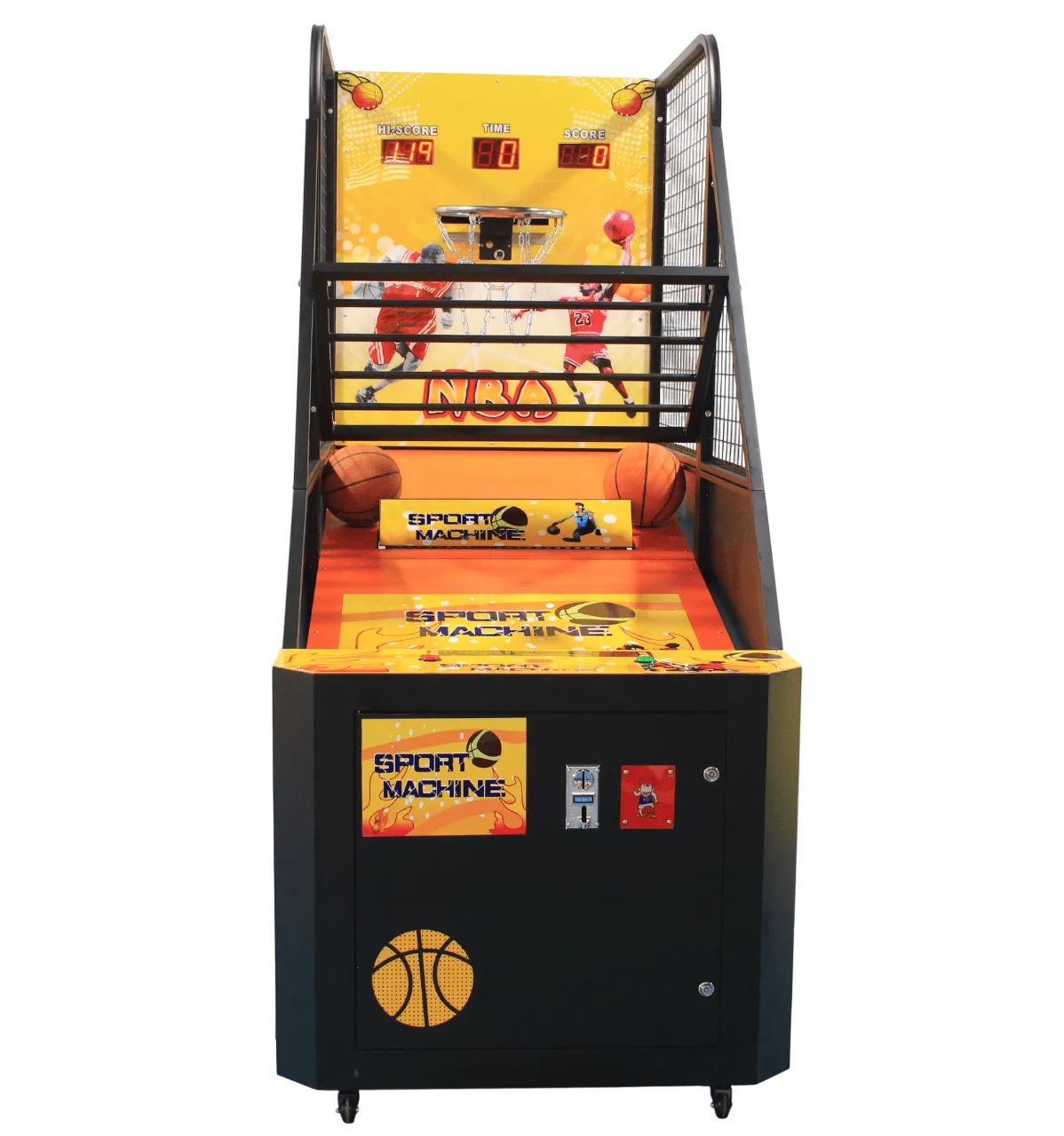 Bring Fun & Excitement to Your Venue with the Custom Yellow Basketball Arcade Machine!