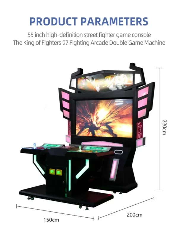 Dual Player Street Fighter Arcade Machine with LED Lights and Large Screen in Game Center