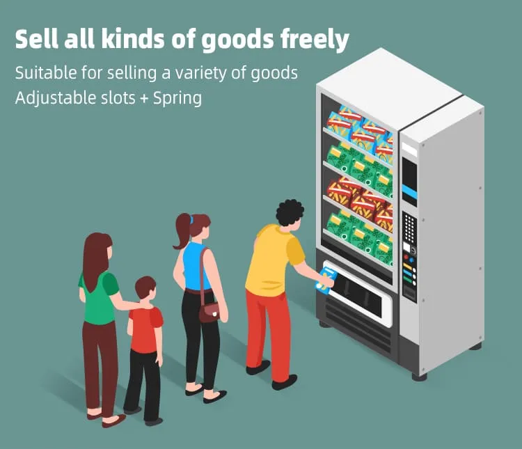 Colorful Black Vending Machine displaying snacks and drinks for sale