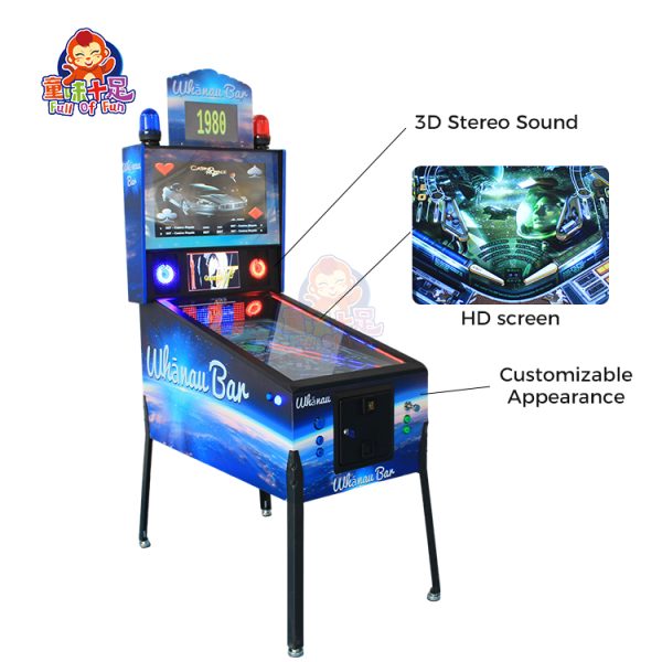 Virtueller Flipperautomat (32–49 cm) mit LED und Vibration, Heim- und Arcade-Münzmodus, 66–1700 Spiele