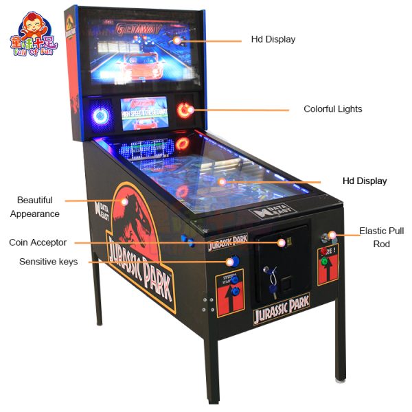 Virtueller Flipperautomat (32–49 cm) mit LED und Vibration, Heim- und Arcade-Münzmodus, 66–1700 Spiele