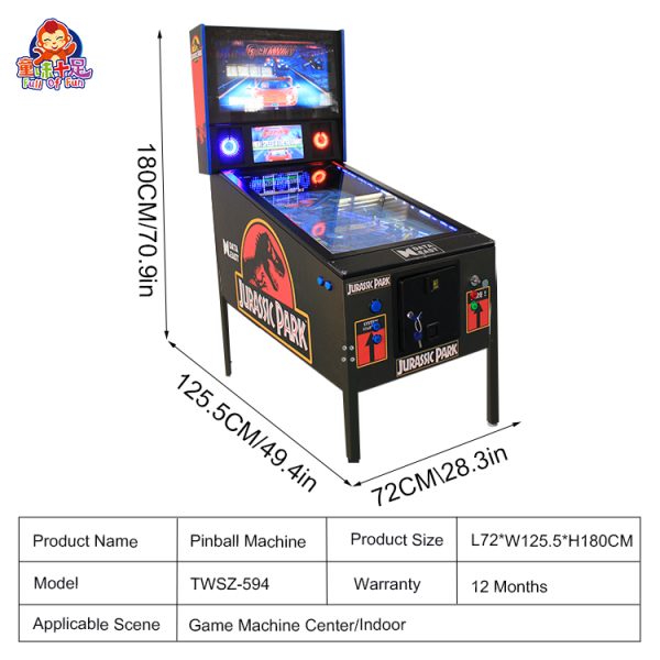 Virtueller Flipperautomat (32–49 cm) mit LED und Vibration, Heim- und Arcade-Münzmodus, 66–1700 Spiele