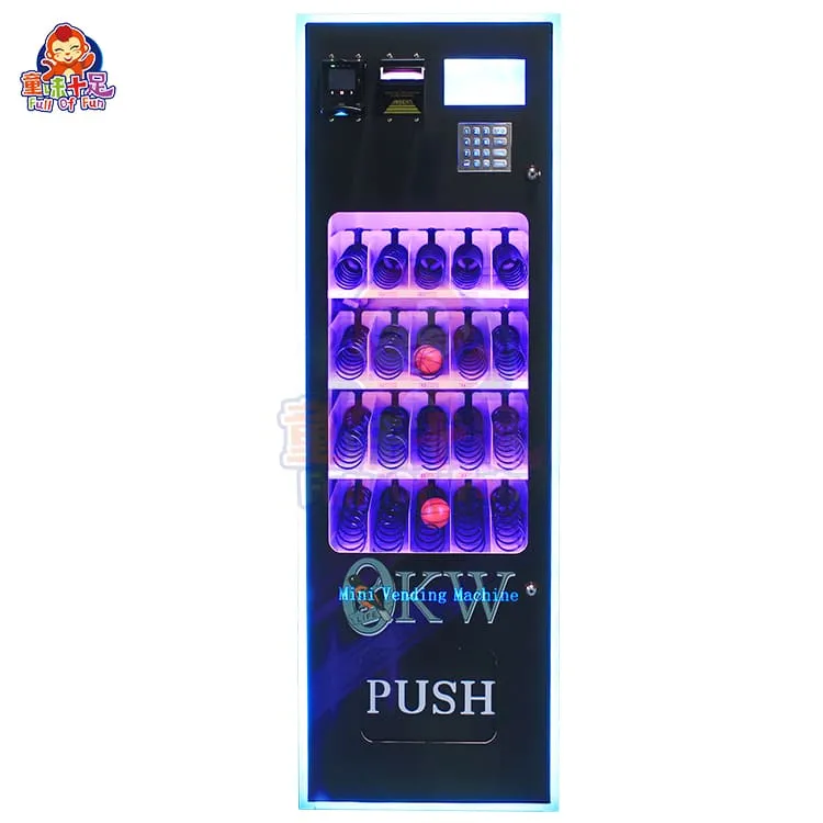 Máquina expendedora compacta y personalizada para múltiples productos, de fácil manejo, ideal para centros comerciales, oficinas, hoteles y más.