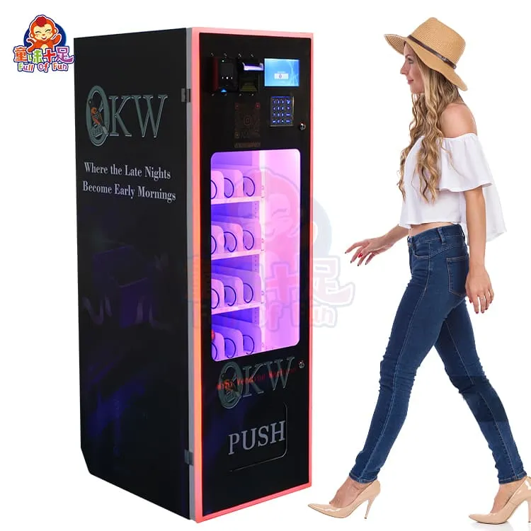 Máquina expendedora compacta y personalizada para múltiples productos, de fácil manejo, ideal para centros comerciales, oficinas, hoteles y más.