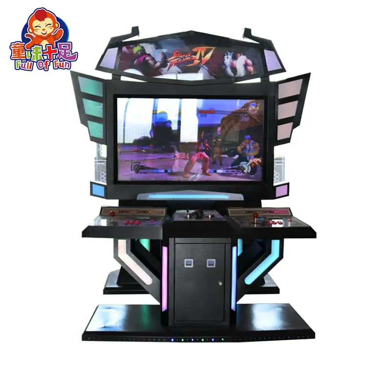 Dual Player Street Fighter Arcade Machine with LED Lights and Large Screen in Game Center