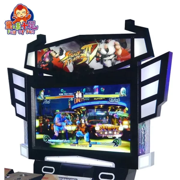 Dual Player Street Fighter Arcade Machine with LED Lights and Large Screen in Game Center