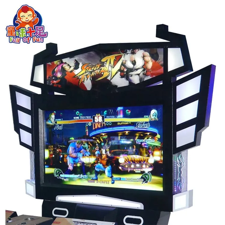 Dual Player Street Fighter Arcade Machine with LED Lights and Large Screen in Game Center
