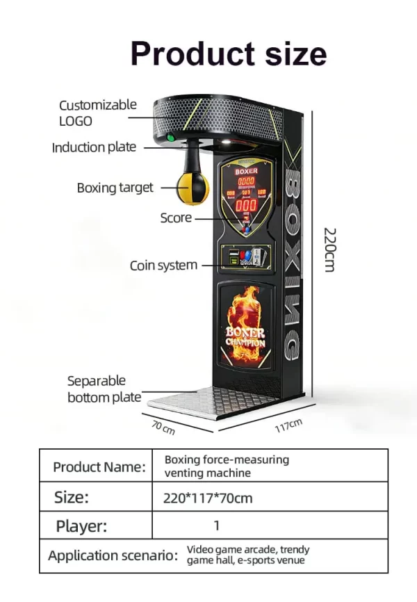 Premium Classic Black Boxing Punch Machine