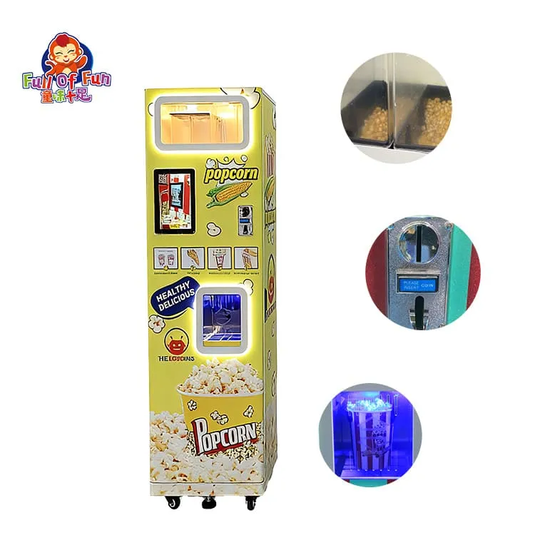 Máquina expendedora de palomitas de maíz que funciona con monedas, directamente de fábrica.