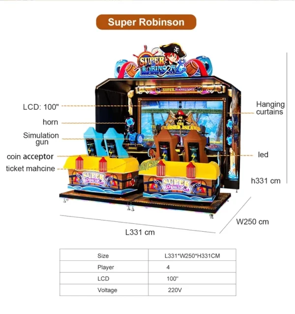 Super Robinson 4-Player Shooting Arcade Machine