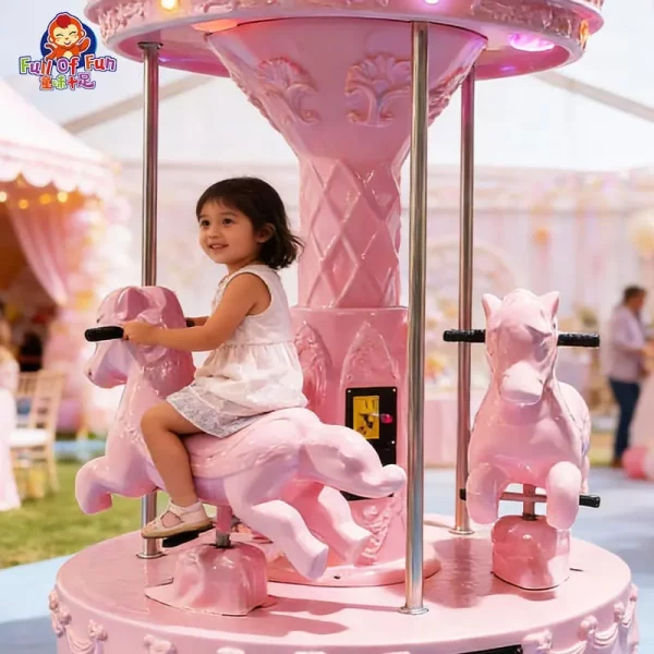 Pink Coin Operated Kiddie Carousel Factory Direct